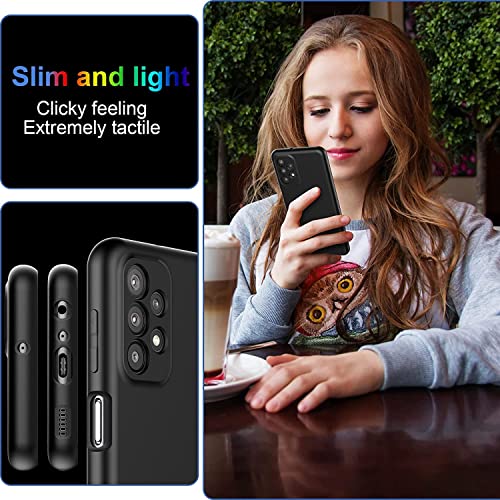 Image of DIZORO Microfiber Candy Case Compatible for Samsung Galaxy A23 4G Shockproof Slim Back Cover Liquid Silicone Bumper Camera Protective Phone Cover (Black)