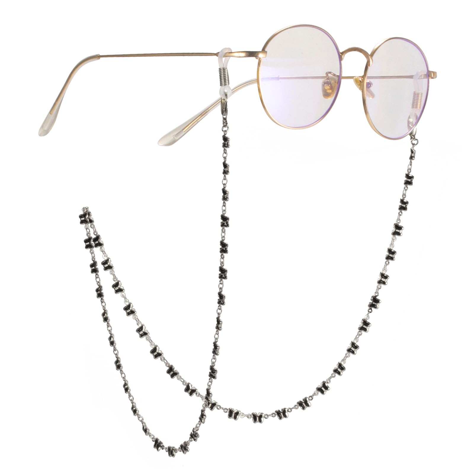 TEAMERCadena de gafas de sol de mariposa con cuentas de cristal coloridas, cadena de gafas de mariposa a la moda, correa de cordón de lectura para mujeres y hombres