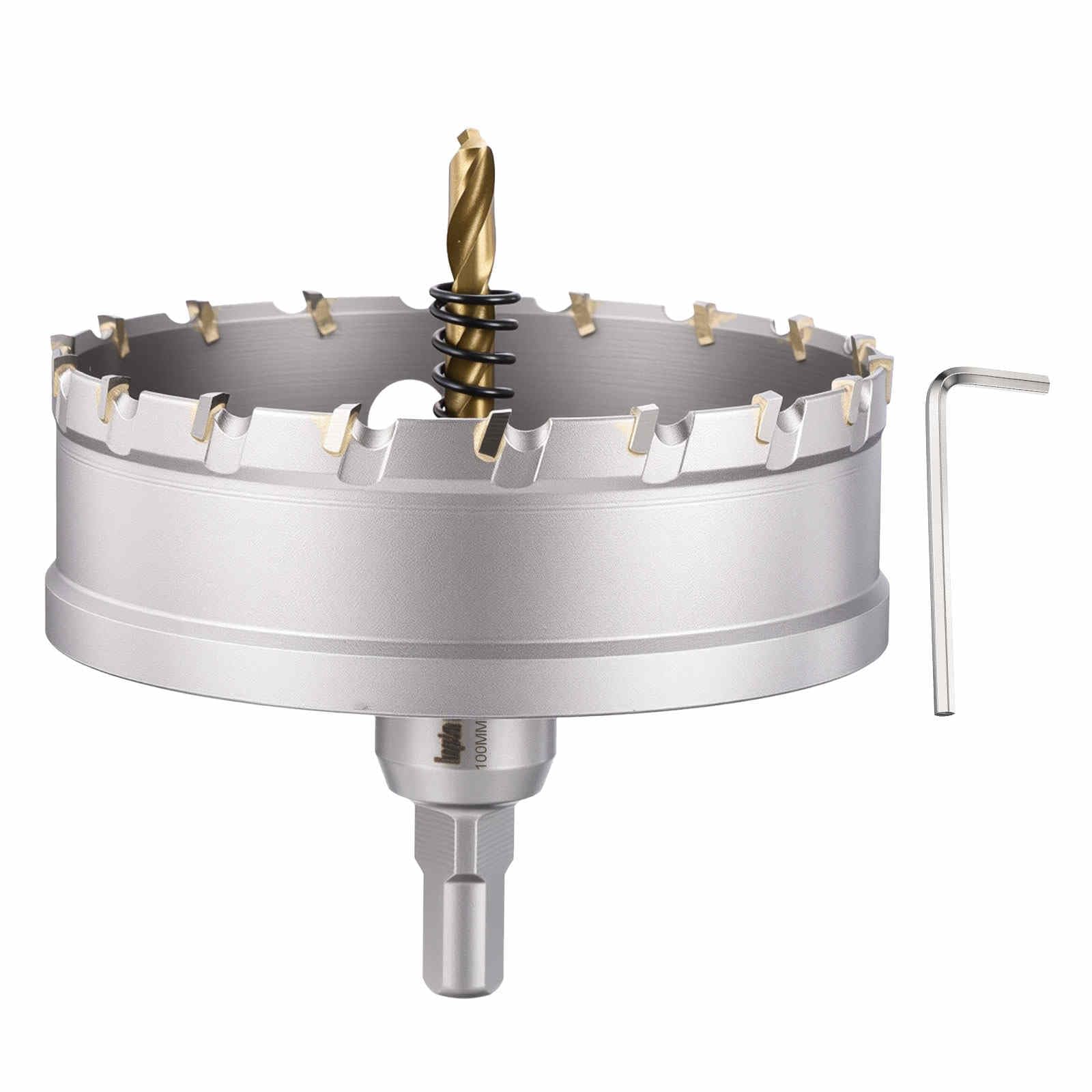 CoCud 3-15/16" (100mm) Hole Saw, Tungsten Carbide TCT Hole Cutters with Drill Bit, for Thick Hard Metal Stainless Steel