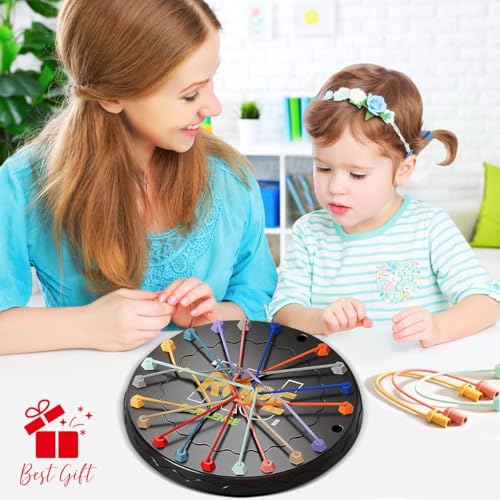 Image of Chain Triangle Chess Board Games for Kids Adults Family Fun Night Chess Set Triangle Rubber Band Game Interactive Brain Teaser Game 2 to 4 Players (Rope Untangling Puzzle Game)