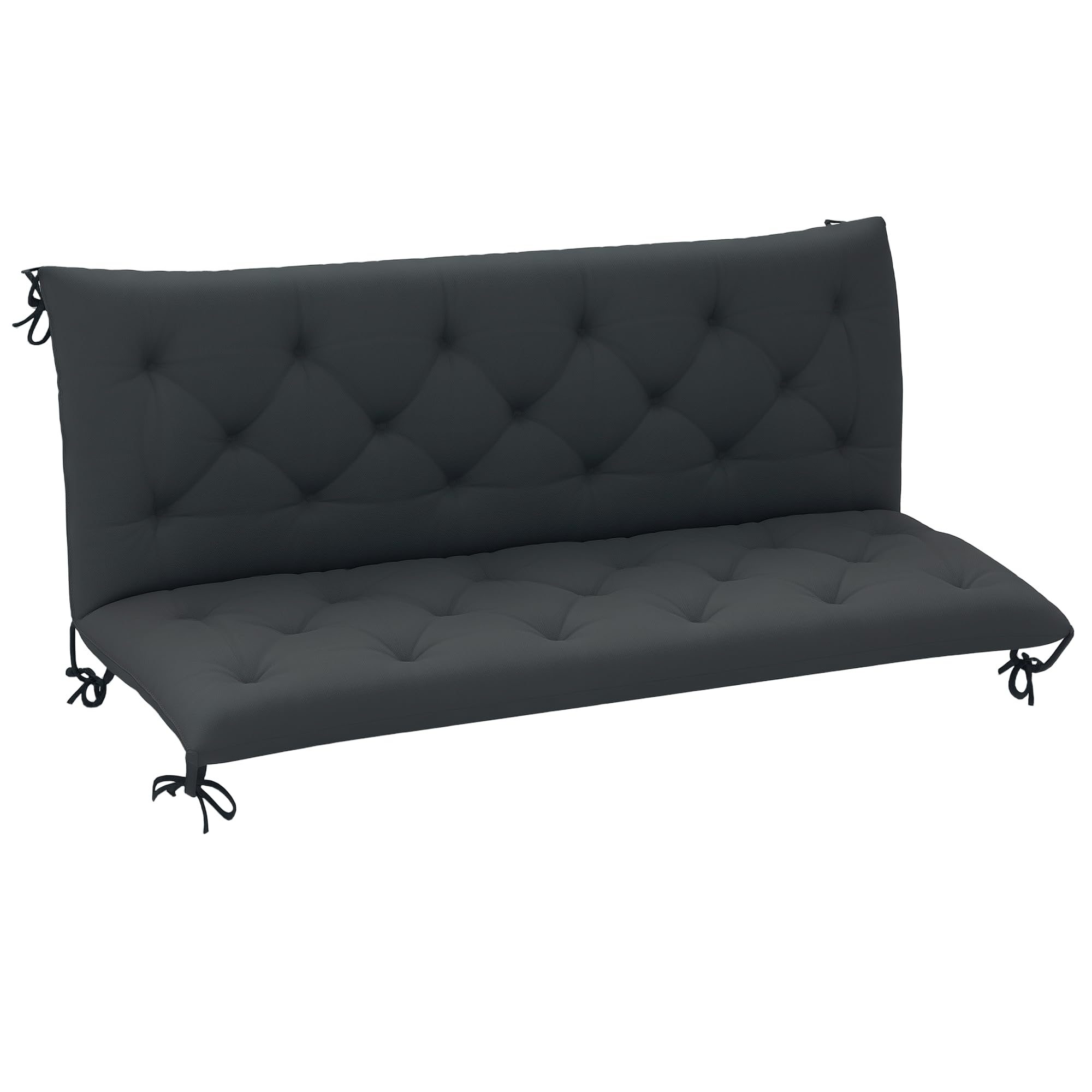 B&Q -  3 Seater Garden Bench Cushion Outdoor Seat Pad With Ties Black