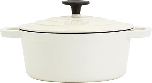 Vista 19 de Smith & Clark - Olla holandesa de hierro fundido esmaltado de 3 cuartos de galón con tapa, color gris