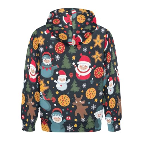 Kids Hoodies Sweaters Christmas Xmas Santa Claus Hooded Sweatshirts with Big Pockets for Boys Girls B04003492