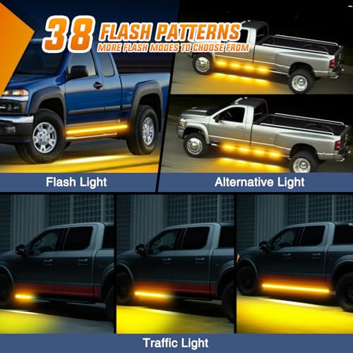 Image of Nilight 2PCS 70 Inch Emergency Strobe Light Strip with Controller 864 LED Amber Running Board Lights Flexible Side Flashing Warning Caution Safety Waterproof for Truck Construction Pickup