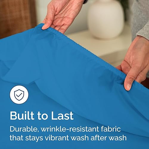 Miniatura 6 de Sábana bajera tamaño Queen, ropa de cama suave con esquinas de 8 a 16 pulgadas de profundidad, transpirable, fresca y sin arrugas, cuidado fácil,