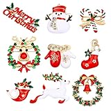 MELLIEX 9 Stück Weihnachten Broschen Pin Set Strass Weihnachtsbroschen Kristall Weihnachtsschmuck für Kleidung Geschenk Ornamente