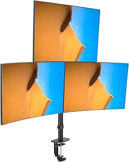 Pholiten Triple Monitor Stand,13 to 27 inch LCD Monitor Desk Mount,Extra Tall 31.5 inch Pole Heavy Duty Fully Adjustable Stand Mount