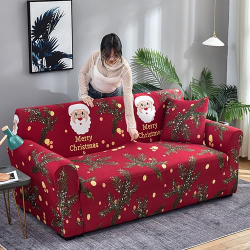 Housses de canapé imprimées Noël haute élasticité pour salon et chambre