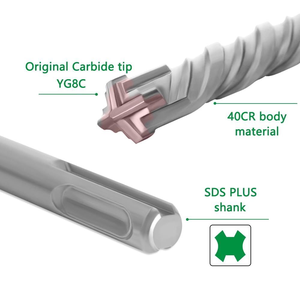 Martillo Eléctrico SDS Plus, Puntas Cruzadas De 160mm Para Pared De Hormigón, Bloques De Ladrillo, Brocas De Perforación De Mampostería, 6mm, 5 Uds.