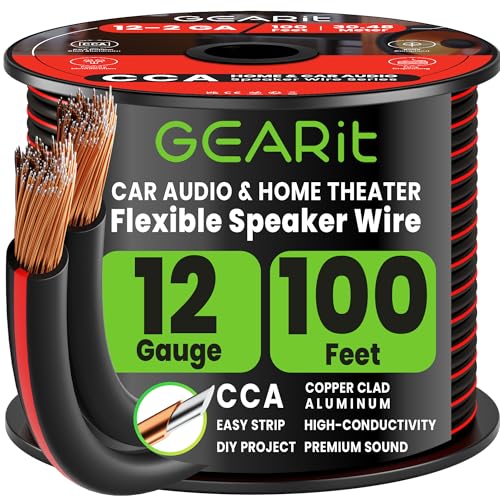 GEARit 12 Gauge Speaker Wire - 100ft, Flexible Speaker Cable