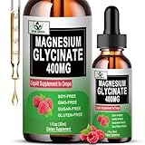 Magnesium Glycinate Liquid Drops, Pure Magnesium Glycinate 400mg for Bone, 6X High Absorption Liquid Magnesium Supplement, Vegan, Non-GMO, Gluten-Free | 30 Servings