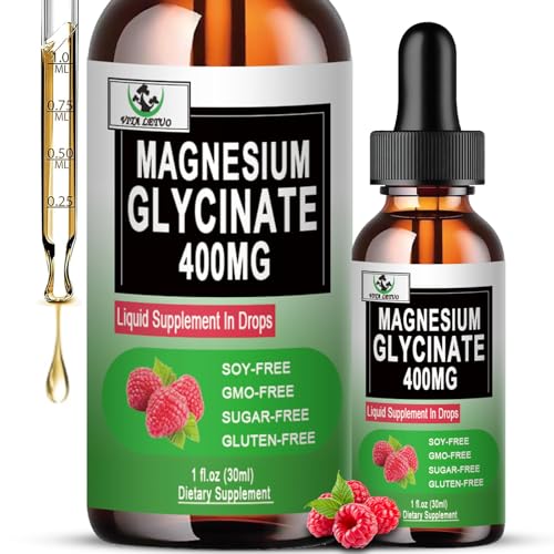 Magnesium Glycinate Liquid Drops, Pure Magnesium Glycinate 400mg for Bone, 6X High Absorption Liquid...