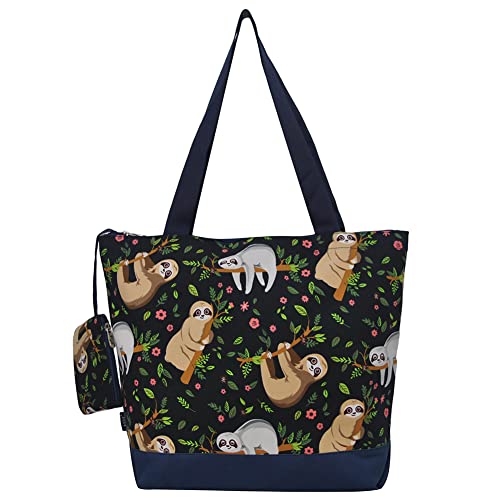 Image of NGIL Medium Top Zipper Closure Canvas Tote Bag with Attached Matching Coin Purse For Moms and Nurses