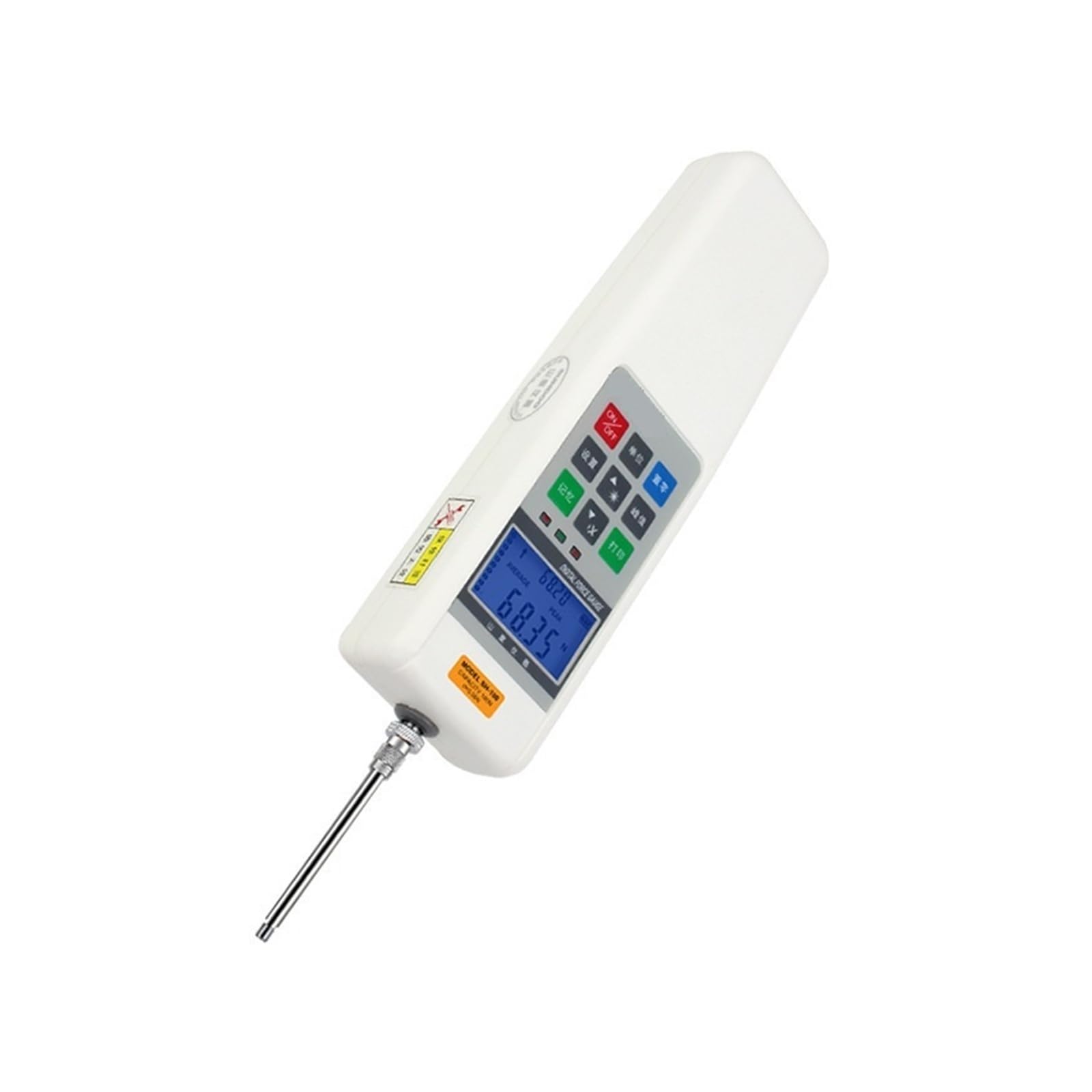 Dinamómetro digital portátil con retroiluminación LCD y apagado automático. Medidor de fuerza de tracción y empuje for ensayos de tracción. Varias pruebas(200N)