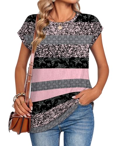 Image of Zeagoo Womens Tops Summer Casual Cap Sleeve Tshirts Shirts Business Dressy Spring Fashion Outfits Trendy Clothes