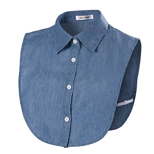 Anzermix PeterPan Fake Collar Detachable Dickey Blouse Half Shirts (Blue One Size)