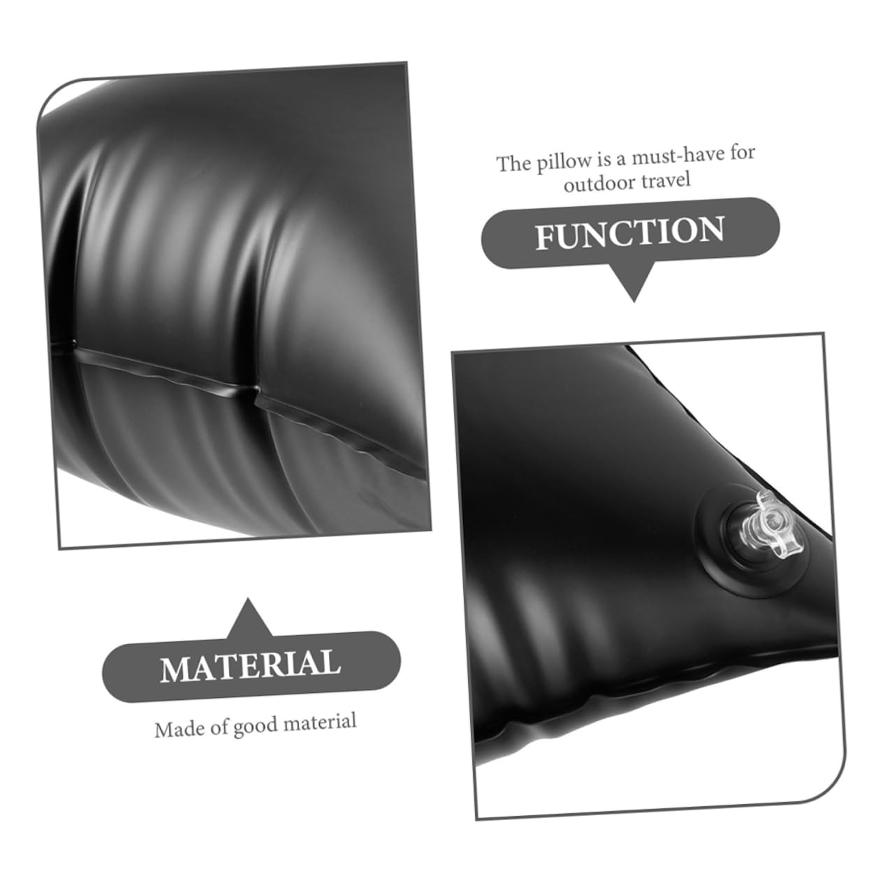 Cabilock 5 Pièces Oreiller Gonflable Coussin de canapé Portable Inserts d'oreiller en Plein air Coussin d'exterieur d'extérieur Partie Oreiller de Camping PVC Black