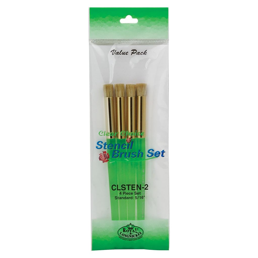 Royal and Langnickel Clear Choice Stencil Brush Set 4 Pieces - Standards 5/16 inch