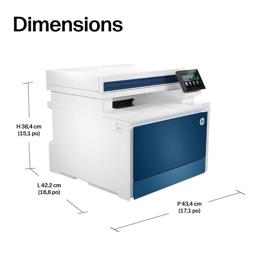 HP Color LaserJet Pro MFP 4302dw, 4RA83F, Imprimante Multifonction A4, Impression Recto Verso Automatique, 33 ppm , USB, Wi-Fi, Ethernet, Copie, Numérisation, ADF, Écran tactile 4,3", Bleu