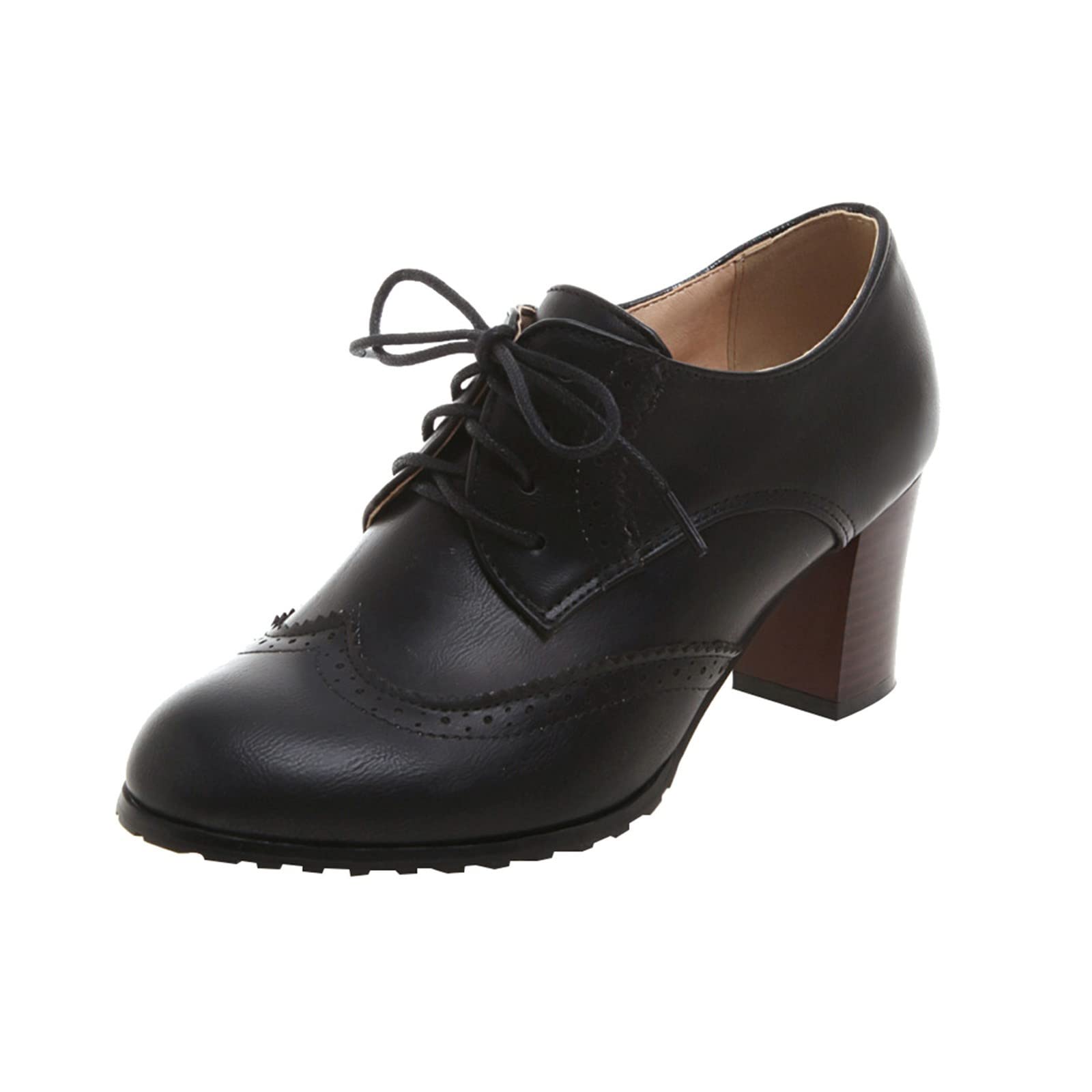 Stivaletti da donna Commercio Estero Grandi Scarpe in Pelle Alla Moda Confortevole Punta Rotonda Tacco Quadrato Stringa Spessa