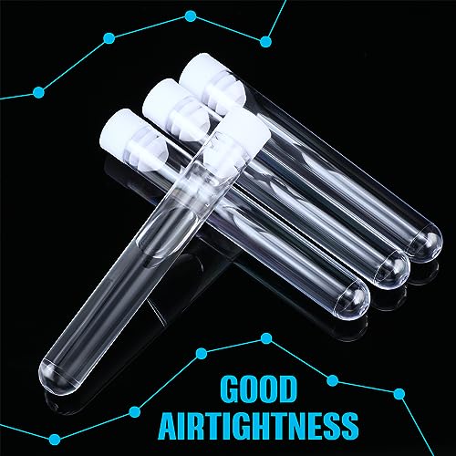 Xuhal 500 Pcs Test Tubes 10 ml Clear Plastic Test Tubes with Caps 16 x 100 mm Small Propagation Tubes for Scientific Experiments Plant Propagation Powder Spices Candy Storage
