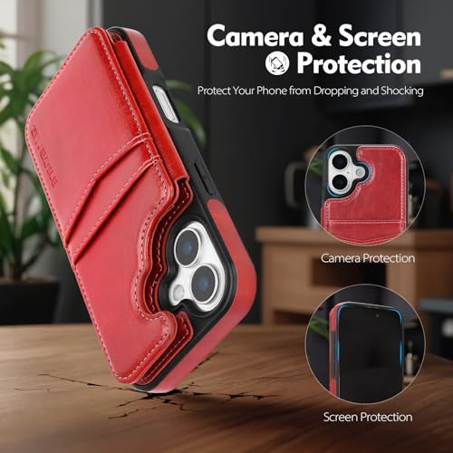 Étui portefeuille iPhone 17 rouge SkyEagle compatible Magsafe avec béquille - 5