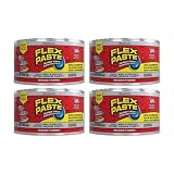 [4 Pack] Flex Paste Clear Rubberized Paste 8.75 fl. oz. with Scissors - Thick Rubberized for Gaps, Cracks, and Holes - Waterproof Sealant, Concrete Crack Filler, Plumbers Putty
