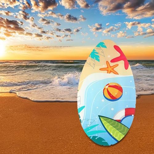 QSTDGVPW Skimboard Wooden Skim Board 35 inch Shallow Water Easy Gliding Beach Sand Sliding Surf Board for Boys and Girls Kids Adults