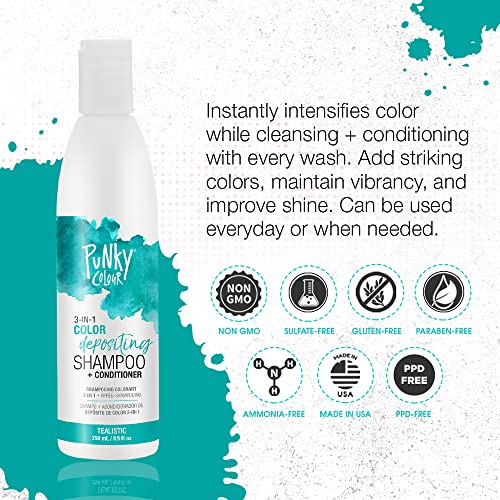 Punky Colour 3-In-1 Color Depositing Hair Cleanser & Conditioner, 8.5 Fl Oz. (Tealistic) #TOP2