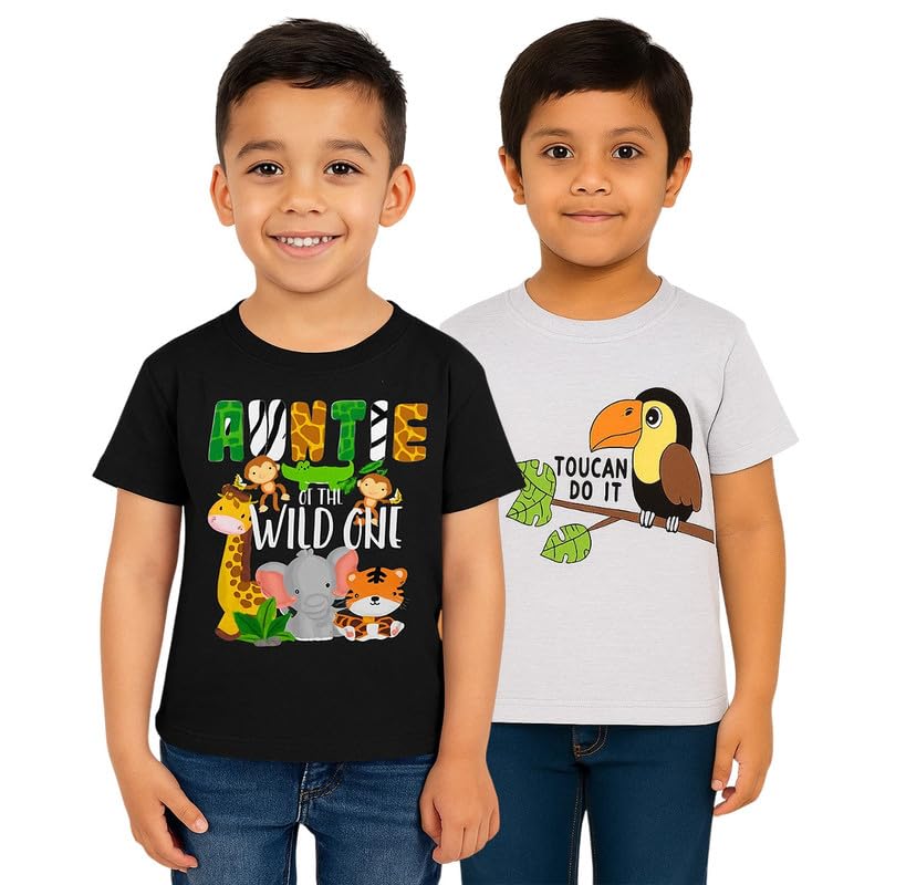 Image of Trendy Printed Cotton Blend Half Sleeve T-Shirt for Boys - Pack of 2