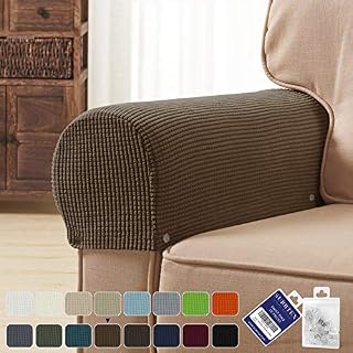 subrtex Spandex Stretch Fabric Armrest Covers Anti-Slip Furniture Protector Armchair Slipcovers for Recliner