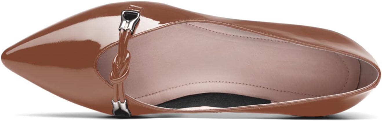 sarawill Women's Pointy Toe Slip On Ballet Flats Comfortable Cute Strap Dressy Flat Shoes Patent Leather Office Work Loafers for Women