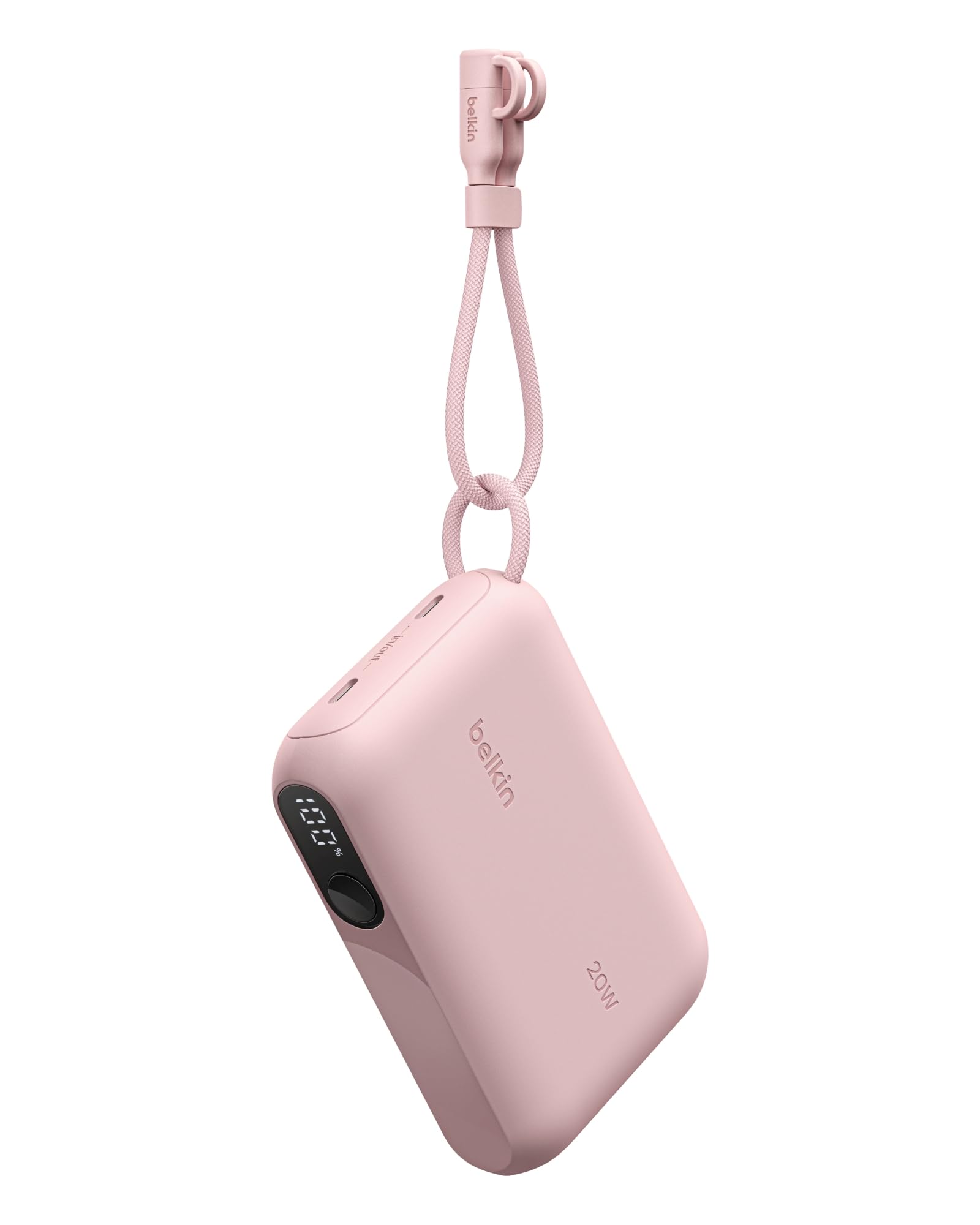 Belkin Taşınabilir Şarj Cihazı, 10.000 mAh USB-C İnce Güç Kaynağı, 2 USB-C Port, Dijital Pil Göstergesi, 20 W Hızlı Şarj, iPhone 16, 15 Serisi, Samsung Galaxy S25, S24, Pixel 9, iPad ve Fazlası, Pembe