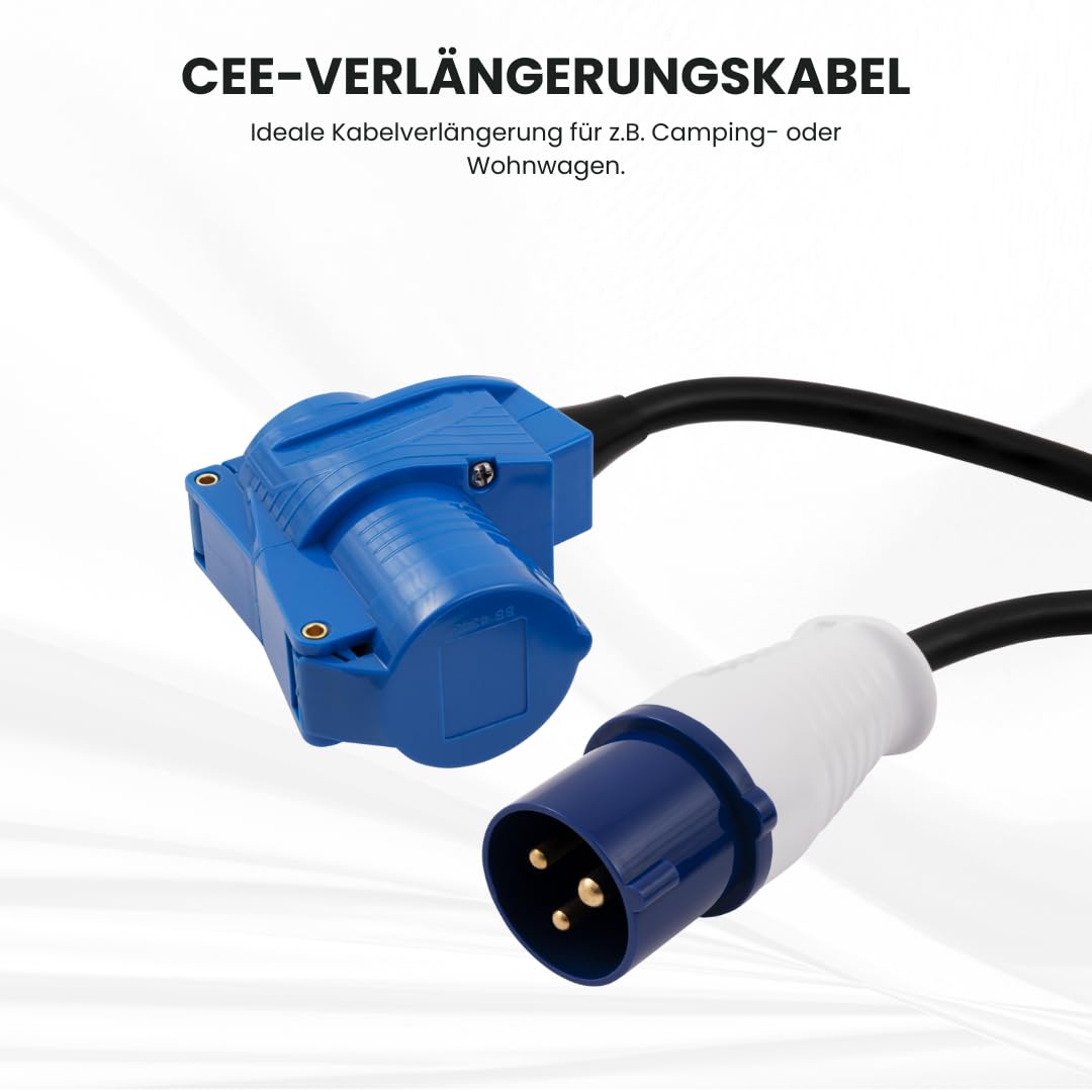 MC POWER - Przedłużacz CEE | 10 m H07RNG 3G2,5, 230 V, IP44 przedłużacz prądu do przyczep kempingowych