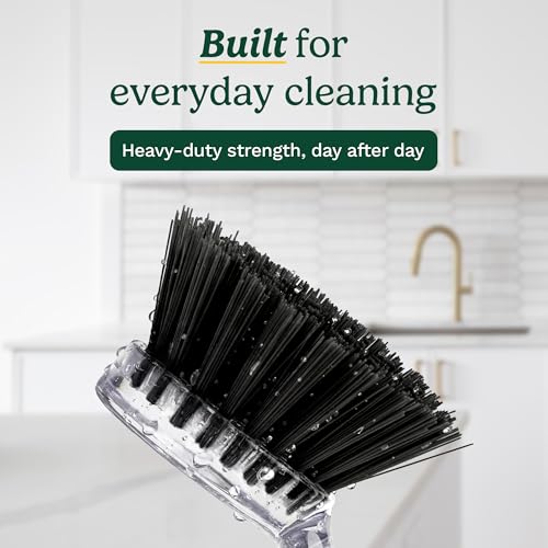 Image of Cuisinart Dish Brush with Handle 2 Pack - Kitchen Scrub Brush for Dishes, Pots & Pans, Non-Scratch Dish Scrubber, Firm Bristles for Sink & Cookware, Comfortable Grip for Everyday Cleaning