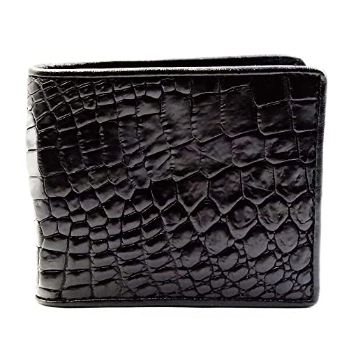 New Genuine Black Alligator Leather Skin Mens Bi-fold Wallet.