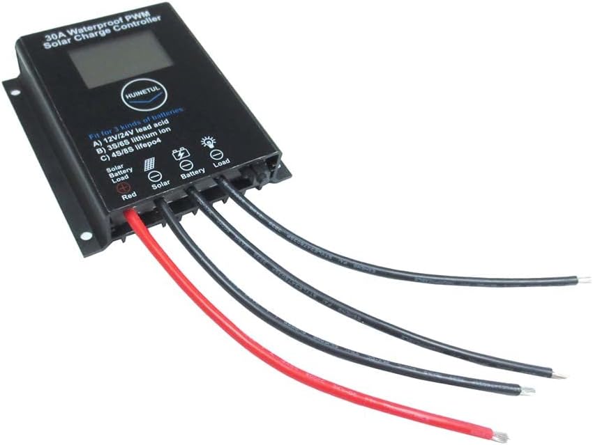 30A PWM Solar Charge Controller IP68 Waterproof Fit for Lithium ion Lifepo4 Lead-Acid Battery