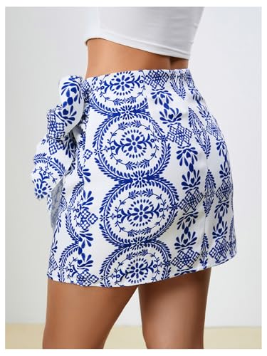 Milumia Women's Summer Boho Wrap Mini Skirt Allover Print High Waisted Knot Side Short Vacation Beach Skirt2
