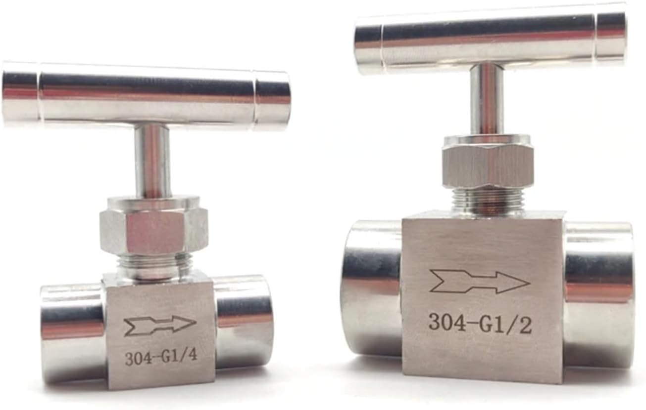 Female Thread Globe Valve 1/8" 1/4" 3/8" 1/2" 304 Stainless Steel Needle Valve Flow Regulating Valve(1/2")
