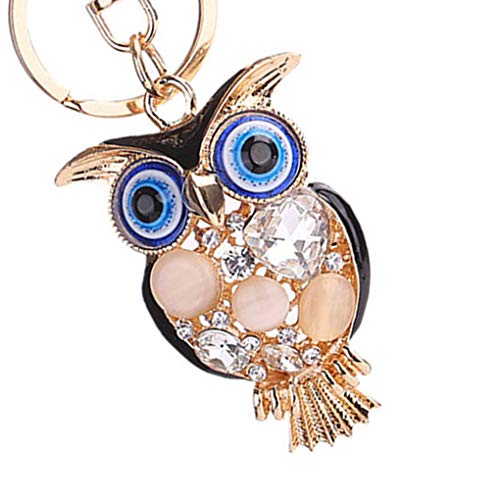 Yangge Yujum Alliage Porte-clés Hibou Bleu des Yeux de Porte-clés Strass Voiture clés Porte-Bijoux Cadeau Cartoon Keychain Animaux