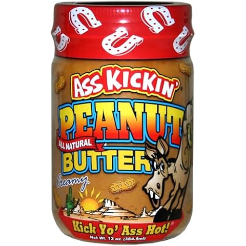 ASS KICKIN' Creamy Peanut Butter with Habanero Pepper - 13 Ounces - Premium Gourmet All Natural Spicy Peanut Butter - Perfect Snack Packed with Protein Cover
