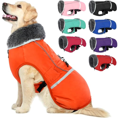 Image of QBLEEV Warm Dog Coat, Reflective Dog Jacket, Waterproof Dogs Winter Coat