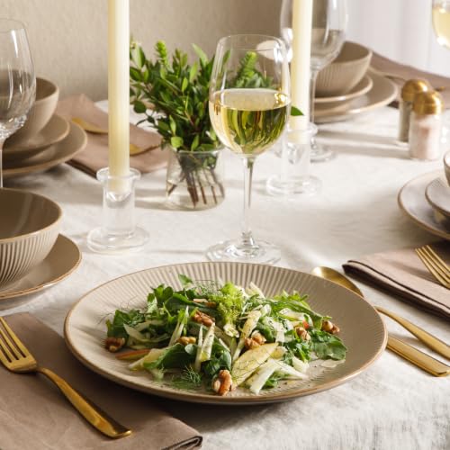 Image of Gibson Home Plates and Bowls Set, 12 Piece Dinnerware Set for 4, Beige