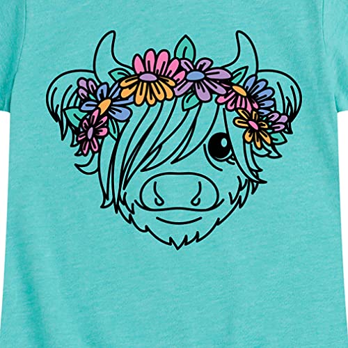 Instant Message - Highland Cow Flower Crown - Toddler and Youth Girls Short Sleeve Graphic T-Shirt3