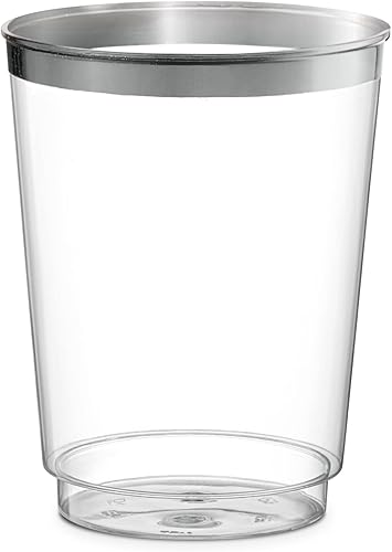 Miniatura 7 de PLASTICPRO Vasos de plástico desechables (borde plateado, 50)