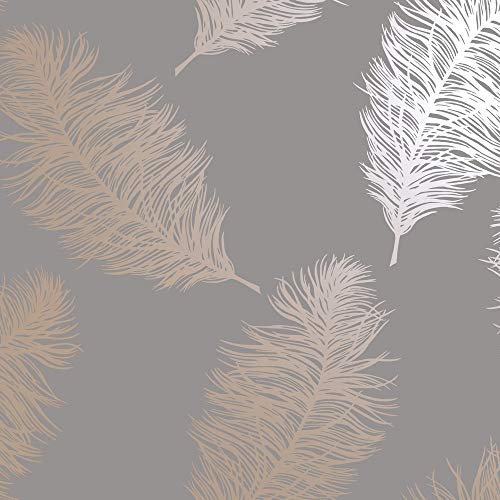 Holden Decor Papel pintado 12629 Fawning Feather Grey Rose Gold Cover