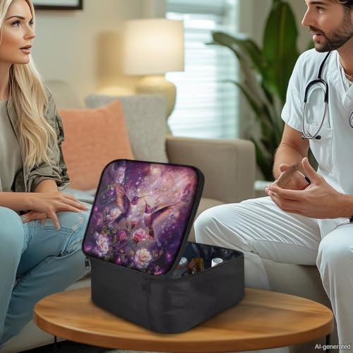 Image of Gomyblomy Roses Hummingbird First Aid Kit Empty First Aid Kit Bag for Home Cars Travel Medical Supplies Bag Portable Trauma Kit for Office Kitchen Camping Outdoors