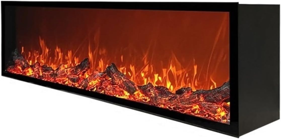 Decorative Fireplace Fireplace Insert Built-in Decorative Cabinet Simulated Flame Tempered Glass Surface(Medium)