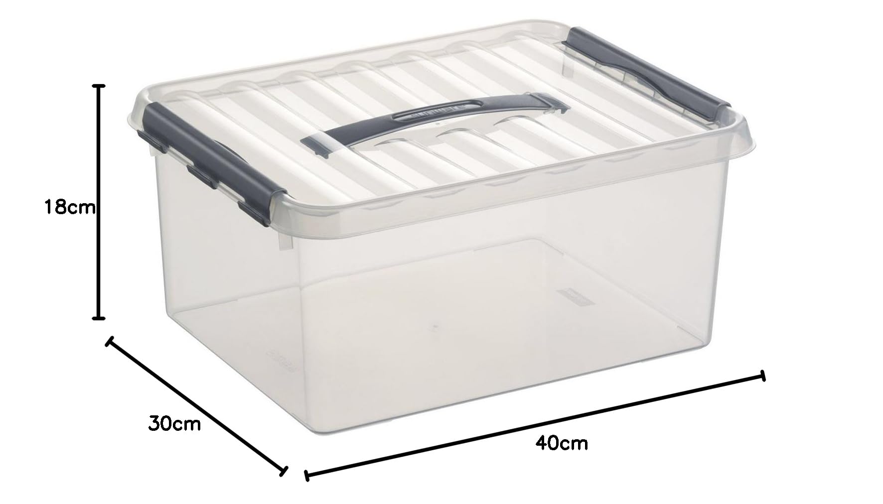 Sunware - Set di 6 scatole da 15 litri, 40 x 30 x 18 cm, con chiusura a scatto e maniglia