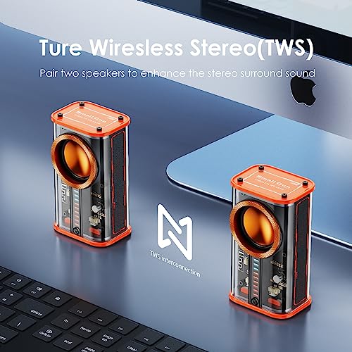 Image of Transparent Wireless Bluetooth Speaker Portable Mini Speaker with LED Colorful Lights Stereo Sound TWS Small Speakers for Office, Party Camping, Shower, Home, Travel